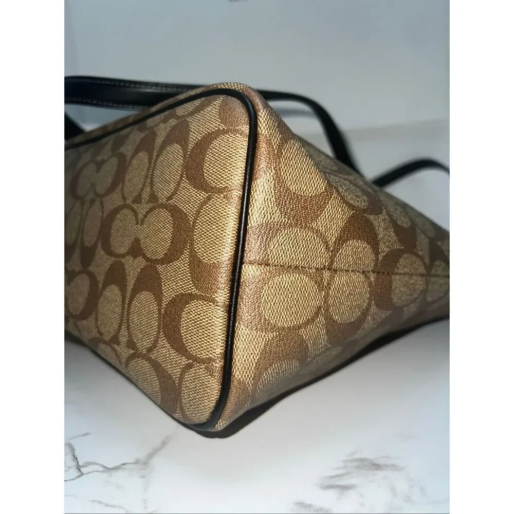 🔥🎁NWT! Coach Sig GALLERY Tote Handbag Khaki/Black Msrp:$378.00